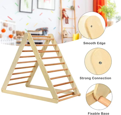 Miniatura 3 de Costzon - Juguete escalador de madera 3 en 1 para niños, escalador triangular con rampa, juguete Montessori de gimnasio e interiores para niños