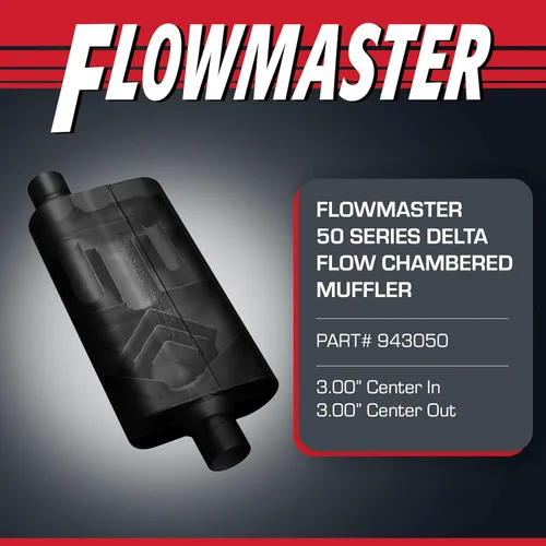 Miniatura 3 de Flowmaster 943050 50 silenciador Delta Flow con entrada 3.00 y salida 3.00, sonido moderado.