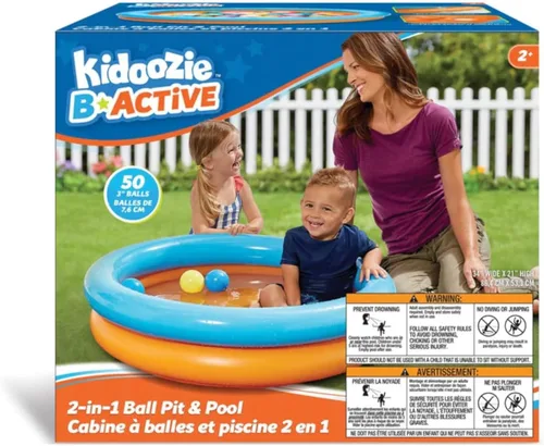 Kidoozie B-Active Splash n' Play - Piscina de 34 pulgadas, 50 bolas, perfecto para niños pequeños, para edades de 2 años en adelante, multicolor