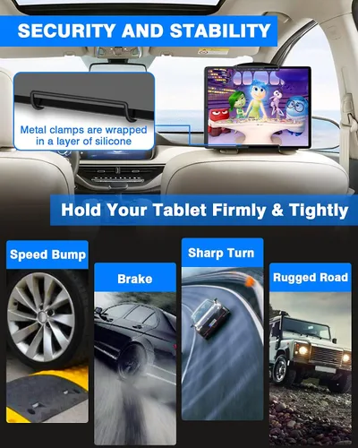 Miniatura 6 de WONNIE Soporte mejorado para tablet para automóvil, soporte para reposacabezas de automóvil para asiento trasero, soporte de tableta de automóvil