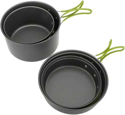 Miniatura 5 de Lixada Utensilios de cocina para camping, juego de ollas y sartenes, juego de ollas y sartenes, ollas ligeras, equipo de cocina para mochileros