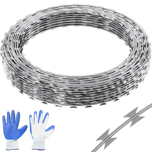 VEVOR Alambres de afeitar, Alambre de púas de maquinilla de afeitar de 98 pies, 2 rollos de alambre de maquinilla de afeitar de esgrima, cerca
