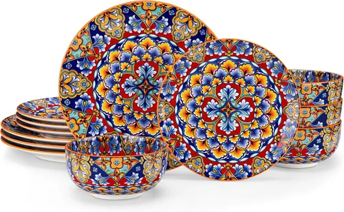 Miniatura 13 de vancasso Juego de vajilla de 18 piezas, platos y cuencos, juego de platos de porcelana para 6, aptos para microondas y lavavajillas, resistente a