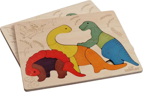 Miniatura 4 de Rompecabezas de madera Jurassic Rompecabezas de 15 piezas Dinosaurios para niños de 3 años en adelante