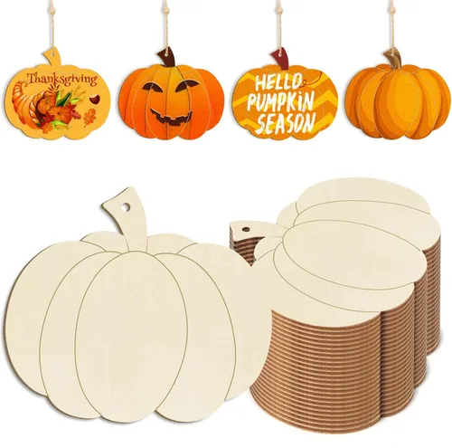 Miniatura 39 de Adornos de madera para árbol de Navidad para pintar, decoración de Navidad y Acción de Gracias, recortes sin terminar, 24 piezas de 3.5 x 3