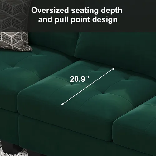 Miniatura 6 de Belffin Sofá modular de terciopelo de 4 asientos, sofá seccional de 4 asientos para sala de estar, verde
