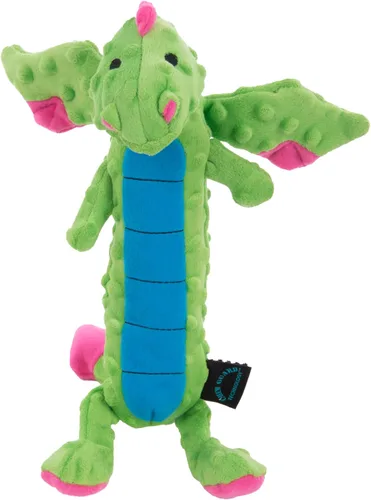 Miniatura 13 de goDog - Juguete de dragón de peluche chirriante para perro, tecnología Chew Guard, color azul claro, tamaño pequeño