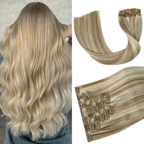 Miniatura 21 de Aison Extensiones de cabello humano real con clip, color marrón oscuro, 2.47 onzas, cabello humano Remy, 12 pulgadas, para mujeres, 7 unidades, 16