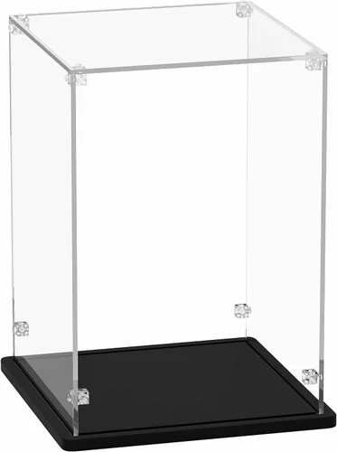 Miniatura 12 de Vitrina de acrílico Cubo de 15 x 8 x 8 pulgadas, caja de exhibición de acrílico de 0.118 in de grosor con base de madera negra, escaparate