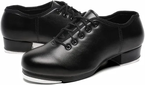 Miniatura 6 de Mens Lace Up Black Tap Shoes Leather Oxford Dance Shoe