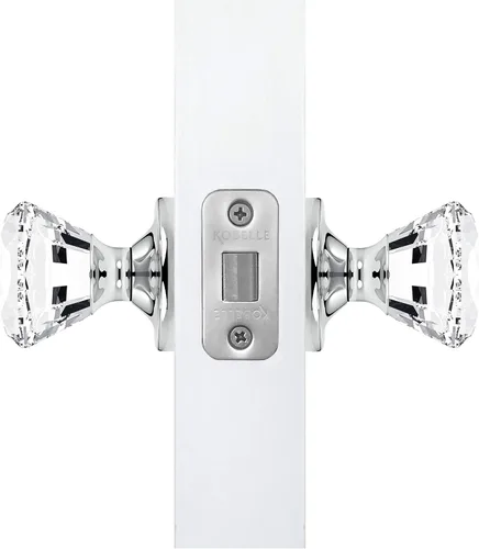 Miniatura 2 de Perillas de puerta de cristal brillante redondo de diamante de paso roseta redonda de cromo pulido
