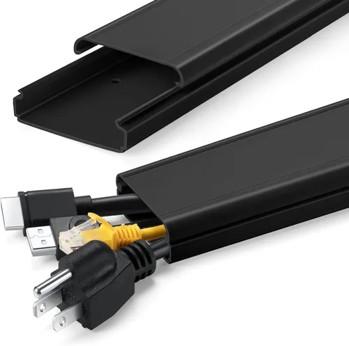 Miniatura 17 de ZhiYo Ocultador de cable de 85 pulgadas para un cable, cubiertas de cable autoadhesivas para cables en la pared, cubiertas de cable de TV pintables