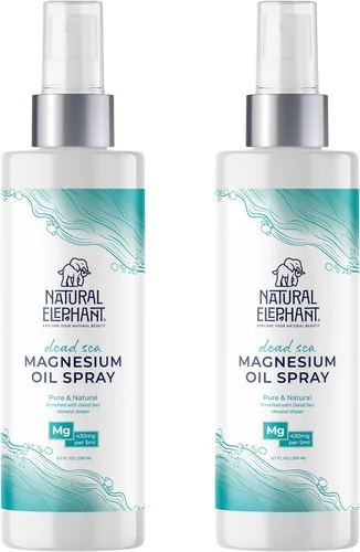 Natural Elephant Spray de aceite de magnesio del Mar Muerto para uso tópico | 100% puro | 6.7 onzas líquidas (paquete de 2) | Promueve la relajación
