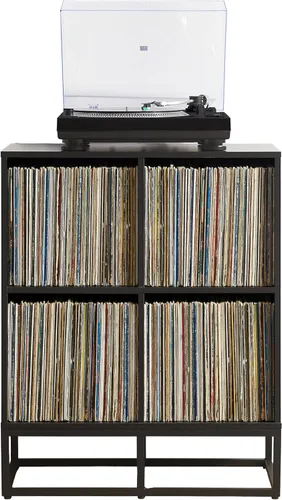 Crosley Furniture Enzo - Estantería de almacenamiento para discos de vinilo y soporte para jugadores, color negro
