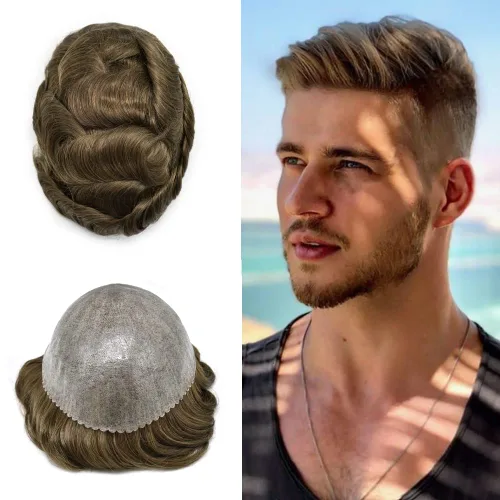 Miniatura 32 de Toupee for Men Hair Piece Real Human Hair Full Poly Skin Mens Toupee Mens Hair System Injected PU Hair System Invisible Hairpiece for