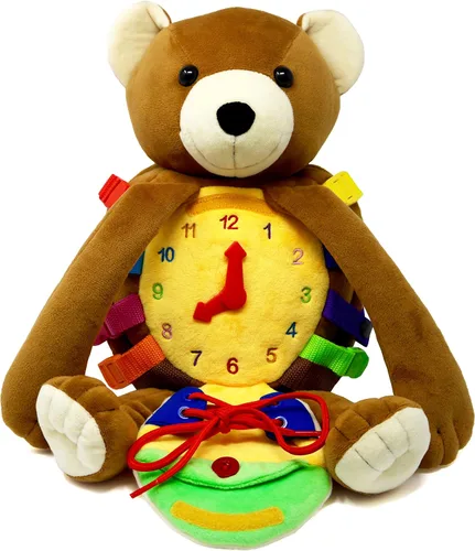 Miniatura 4 de Buckle Toys Billy Bear - Mochila Montessori para niños pequeños con hebillas y actividades de aprendizaje, animal de peluche para habilidades
