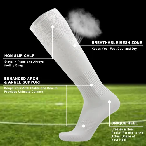 Miniatura 4 de Three street Calcetines de béisbol, unisex hasta la rodilla sólida tubo deportivo de compresión softball fútbol fútbol equipo calcetines 2-10 pares