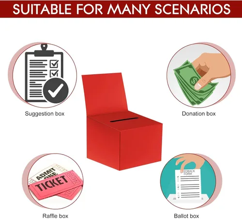 Miniatura 3 de Paquete de 30 cajas de sugerencias para rifas con ranura, cajas de cartón de 6.5 x 4.5 x 4.5 pulgadas con ranura para boletos y cabecera extraíble