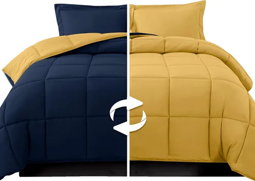 Miniatura 17 de Elegant Comfort Juego de edredón reversible de 3 piezas, acogedor para todas las estaciones, alternativo de plumón suave, acolchado, cosido en caja