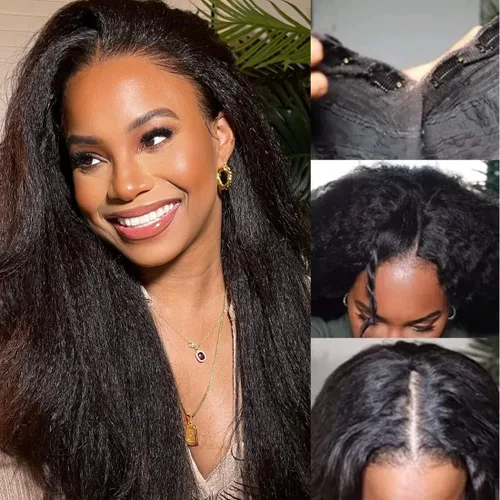 Miniatura 52 de KLAIYI Peluca de cabello humano con encaje frontal precortada 7x5, corte Bob en capas, corte romo, cordón sin pegamento, peluca predepilada