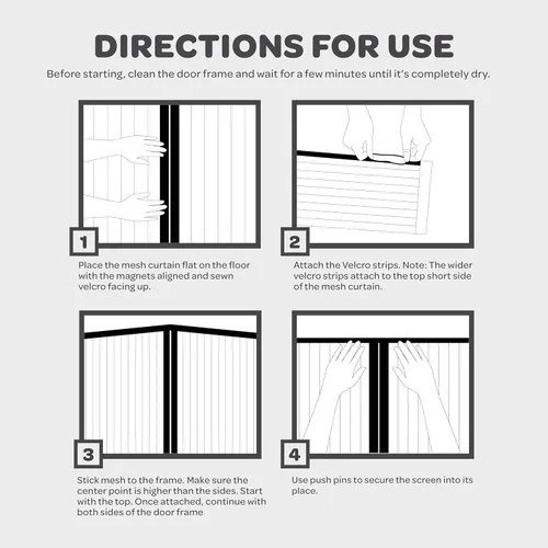 Miniatura 8 de Puerta mosquitera magnética manos libres, resistente, protector de malla de puerta de mosquitero autosellado, apto para mascotas y niños, hebilla