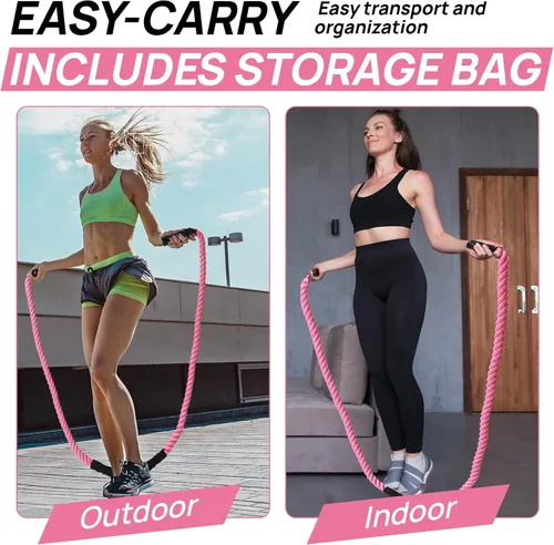 Miniatura 7 de Cuerda de saltar con peso para fitness – Cuerda de saltar pesada para mujeres y adultos, ideal para entrenamientos de gimnasio en casa