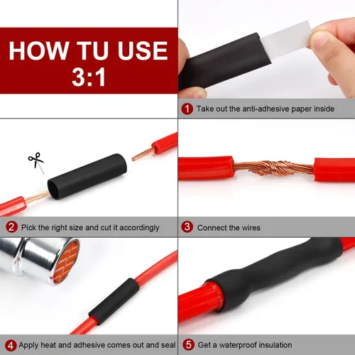 Miniatura 6 de Chanzon - Tubo termorretráctil de relación 3:1, 1-1/4" (30mm), grado marino, con revestimiento adhesivo impermeable, rollo de 4 pies