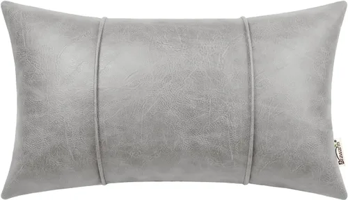 Miniatura 41 de BRAWARM Fundas de Almohada Decorativa de Cuero Café de 22 x 22 Pulgadas - Funda de Almohada de Piel Sintética con Ribetes, Almohada Decorativa