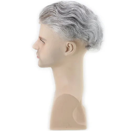 Miniatura 2 de Tupé de cabello humano para hombres de 10 x 8 pulgadas, cabello humano europeo con encaje frontal, línea capilar natural, 0.003 in, piel fina