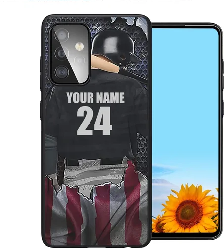 Fundas de teléfono con número de nombre personalizado, diseño de bandera de Estados Unidos, para Galaxy A16/A15/A25/A14/A54/A53 Béisbol