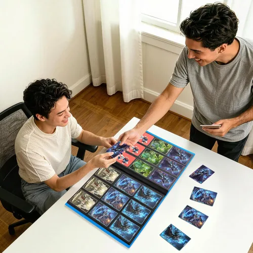 Miniatura 7 de Carpeta de Cartas Coleccionables, Carpeta de Álbum de Cartas Libro Compatible con MTG Béisbol Fútbol Americano Tarjetas Deportivas, Carpeta de Azul