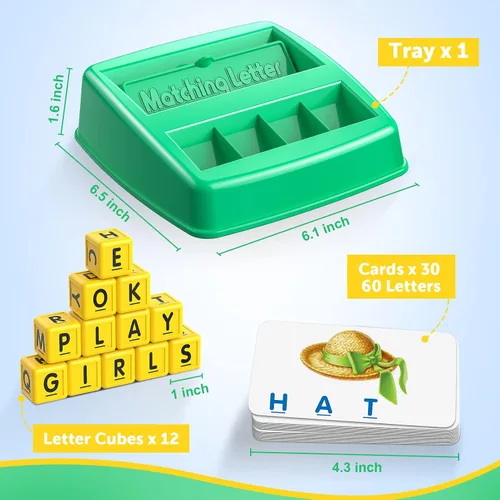 Miniatura 6 de Juguetes educativos para niños de 3, 4, 5 años para niños pequeños de 2 a 4 años Juegos de cartas de letras coincidentes para niños de 3 a 5 años