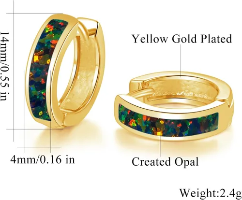 Miniatura 241 de CiNily Aretes Huggie de ópalo con bisagras, chapados en oro, hipoalergénicos, pequeños aretes de aro para mujeres, adolescentes, niñas, hombres