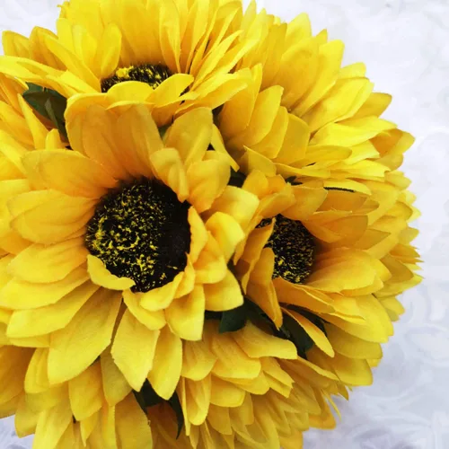 Miniatura 3 de Ramos de boda artificiales de flores de peonía y girasoles de calas (pomandro de 6 pulgadas)