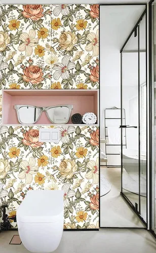 Miniatura 3 de Blooming Wall Papel pintado multicolor de peonía y margaritas para despegar y pegar autoadhesivo extraíble mural de pared decoración de pared