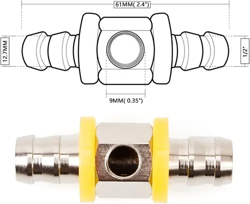 Miniatura 6 de BARTOO 1/2 "línea de combustible presión de combustible con púas bloqueo T adaptador incluye abrazaderas