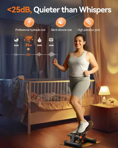 Miniatura 6 de Niceday Steppers para ejercicio, escalera con bandas de resistencia, mini stepper con capacidad de carga de 136 kg, stepper de fitness hidráulico