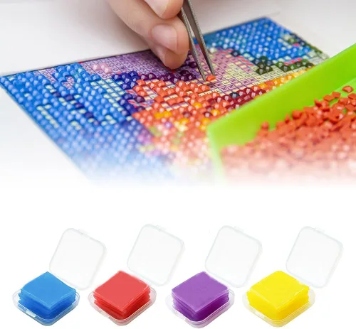 Miniatura 7 de EUBUY 24 piezas de cera de diamantes, colorido bricolaje pintura de diamantes pegamento arcilla pintura cera contenedores cuadrados organizador caja