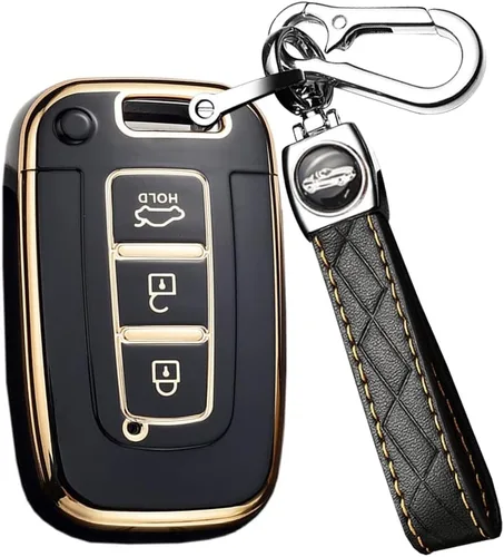 Miniatura 14 de ontto Funda para llave de coche con llavero compatible con Hyundai llavero duradero para Elantra GT Genesis Genesis Coupe Sonata Veloster Beige