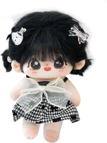 Miniatura 10 de CALEMBOU Muñeca de peluche - Muñeca de algodón suave y linda de 20 cm de anime kawaii con disfraz de esqueleto y ropa (Chacha)
