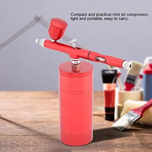 Miniatura 3 de Kit de compresor de aire con mini aerógrafo, boquilla de doble acción multiusos de 0.012 in, pistola pulverizadora de pintura con capacidad de 7 CC