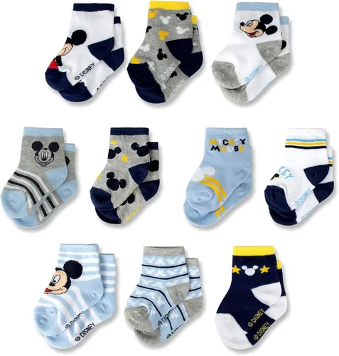Disney baby-boys Baby Girls & Boys Minnie Mouse, Mickey Mouse, Baby Shark, Justice League 10-pack Infant Sock 0-24 Months