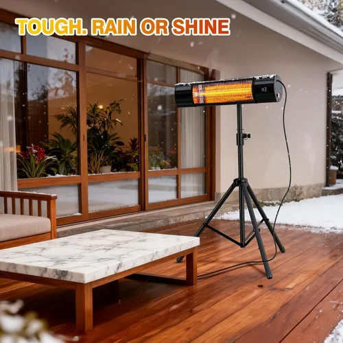 Miniatura 7 de Outdoot Calentador eléctrico, calentador eléctrico de patio para uso en exteriores/interiores, montado en la pared o trípode, calentador infrarrojo