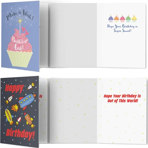 Miniatura 6 de Tiny Expressions - 10 tarjetas de cumpleaños para niños con mensajes interiores y sobres
