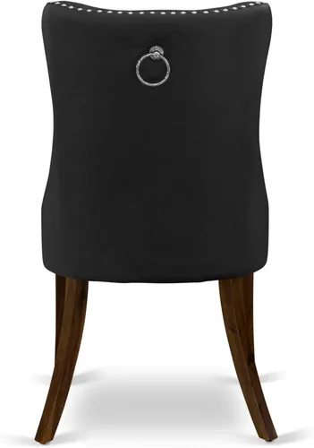 Miniatura 8 de East West Furniture DAP8F12 Dallas Parson - Juego de 2 sillas de cocina tapizadas de piel sintética con botones copetudos, color gris oscuro