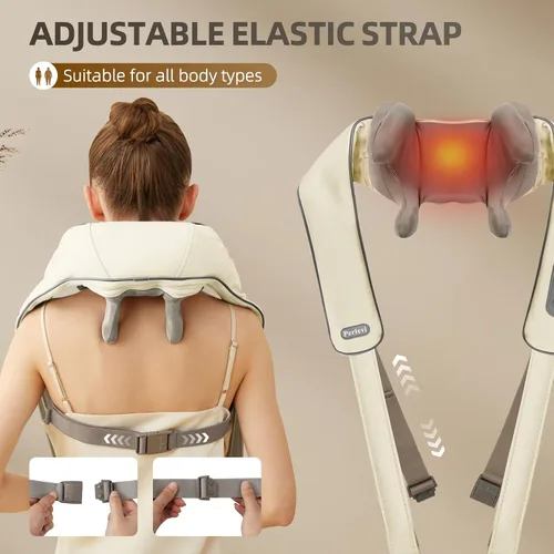 Miniatura 8 de Masajeador Shiatsu inalámbrico de cuello y hombros con calor - Masaje de amasamiento 6D, alivio del dolor de tejido profundo para trapecio