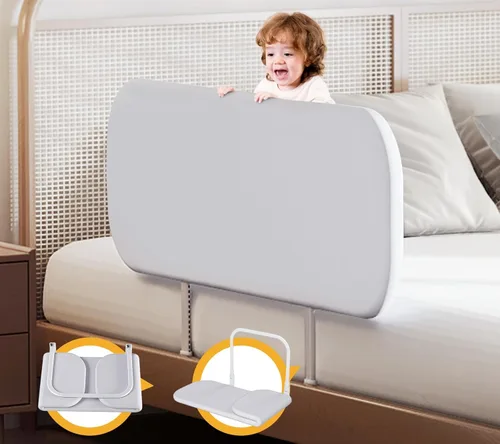 Miniatura 11 de Rieles de cama para niños pequeños para viajes, barandilla de cama portátil para cuna, camas individuales, queen, matrimonial, king, fácil