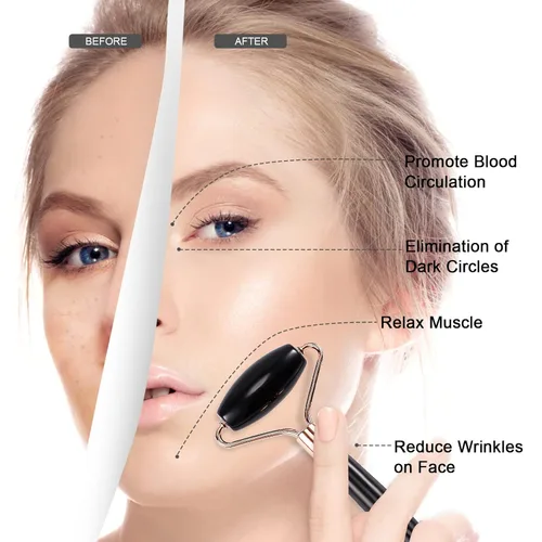 Miniatura 3 de Rodillo de jade para cara, masajeador facial para el cuidado de la piel, herramientas faciales Gua Sha para cara, cuello, ojos, reduce la hinchazón