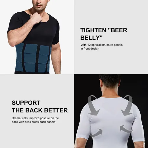 Miniatura 8 de Arjen Kroos Men's Gynecomastia Compression Shirts Shapewear Body Shaper Slimming Undershirts
