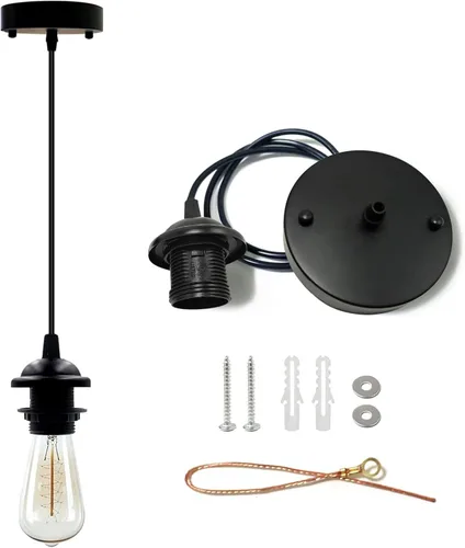 Kit de luz colgante mini industrial VTYXCTIGJ, colgante retro Edison, cable de luz colgante vintage con zócalo de lámpara UL E26, accesorios de luz